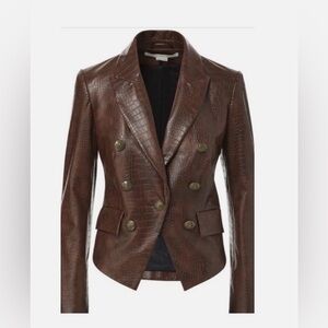 Veronica Beard Croc-Embossed Vegan Leather Dickey Jacket – Like New – Size 12